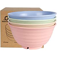 Cuencos de paja de trigo degradables – 4 piezas 30 oz – Juego de cuencos compostables con una bolsa de algodón…